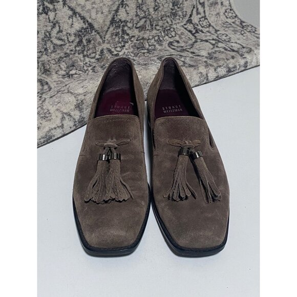 Stuart Weitzman Tassylady Suede Loafer in a Mocha Taupe Size 7 1/2" - Picture 3 of 7